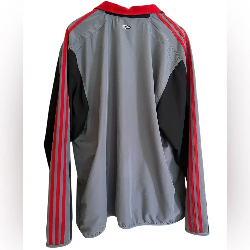 Vintage Adidas Sporty Gray Windbreaker Red Three Stripe Design Men’s Size XL